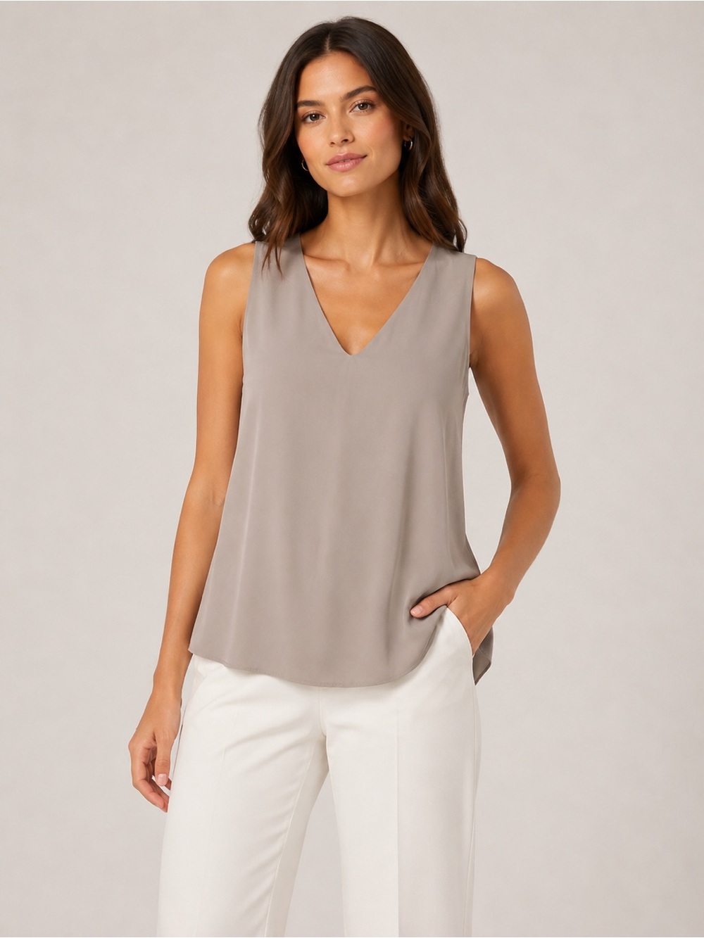 BABATON taupe blouse XS